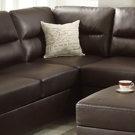 New Contemporary 3-PCS Reversible Sectional Set Living Room Furniture Espresso Faux Leather Couch Sofa Chaise Ottoman - sold by Home Elegance USA