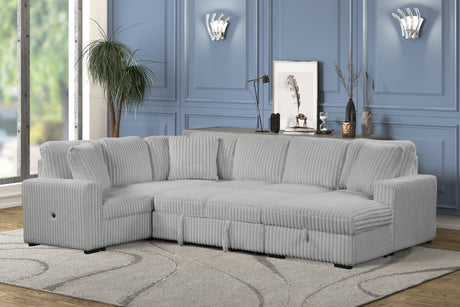Grande Modern Style Sectional Sofa with USB-C, Sleeper Function & Storage Made with wood in Gray(CA INVENTORY) - sold by Home Elegance USA
