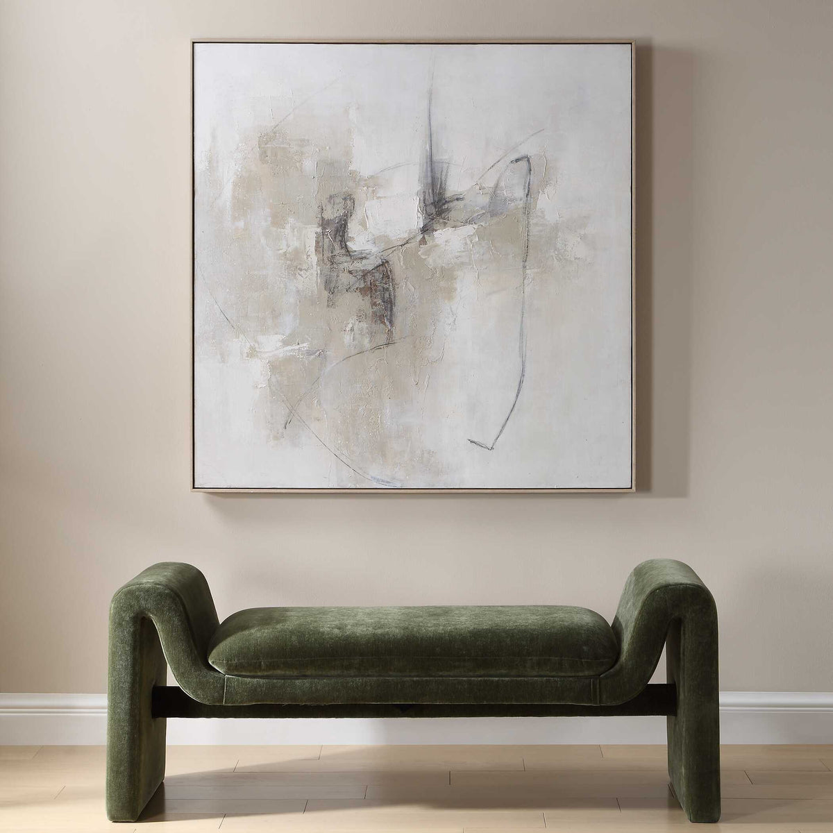 Still Crossing Abstract Painting - Gray / White by Uttermost - View 2