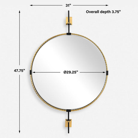 Guardrail Round Mirror - Gold by Uttermost - View 8