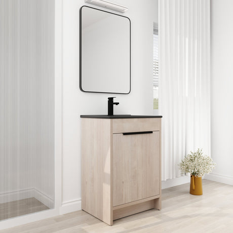 24 Inch Freestanding Bathroom Vanity with Black Ceramic Sink & 2 Soft - Close Cabinet Doors (BVB02424PLO - G - BL9060BK),W1286S00016 - W999S00078 - image - 6