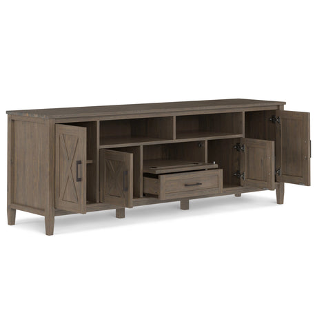 Ela 72 inch Wide Solid Wood TV Stand in Smokey Brown For TVs up to 80 inches - sold by Home Elegance USA