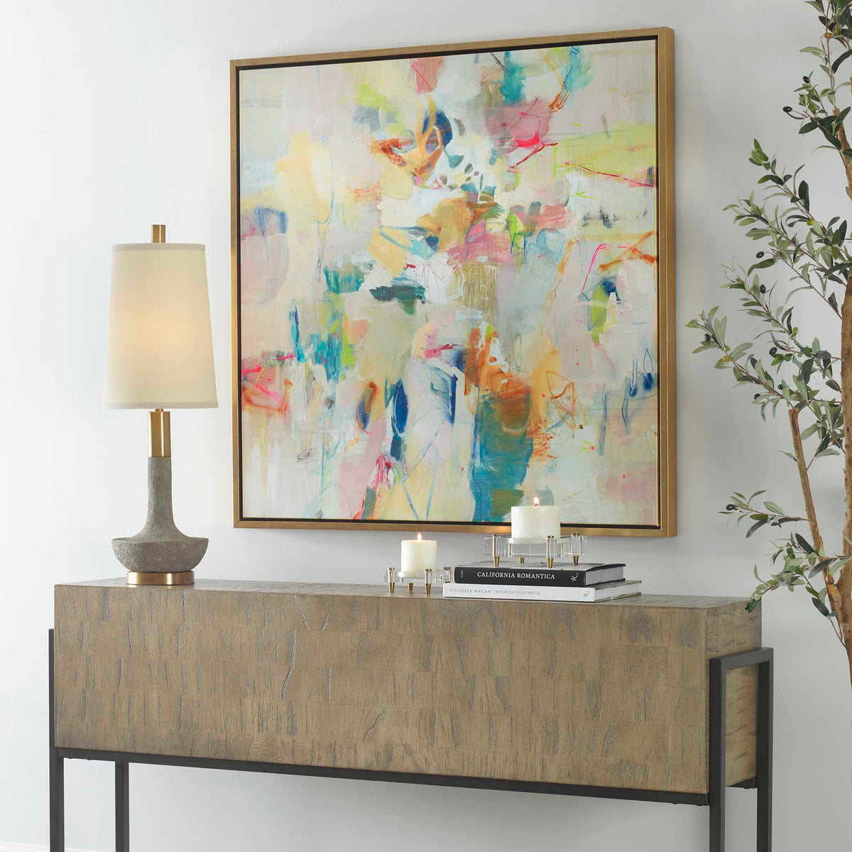 Party Time Framed Abstract Art - Beige / Light Blue by Uttermost - View 3