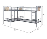 Cordelia Sandy Black, Dark Bronze Hand-Brushed Finish Quadruple Twin Bunk Bed - sold by Home Elegance USA