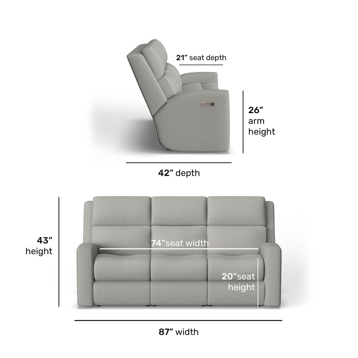 Score Transitional Fabric Power Reclining Sofa With Power Headrests & Lumbar | Flexsteel