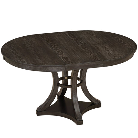 TREXM 5-Piece Retro Functional Dining Table Set Extendable Round Table and 4 Upholstered Chairs for Dining Room and Living Room (Espresso) - sold by Home Elegance USA