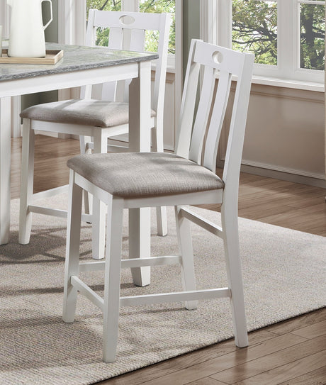 5-Piece Pack Counter Height Set Weathered Gray and White Table and Fabric Upholstered 4 Chairs Casual Dining Furniture - sold by Home Elegance USA