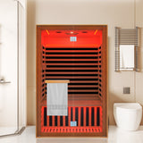 Sala de sauna Hemlock Deluxe con puerta doble para dos personas