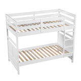 Bunk Bed Twin Over Twin White Finish Sturdy Wood Frame Guard Rails Youth Bedroom Furniture 1pc - sold by Home Elegance USA