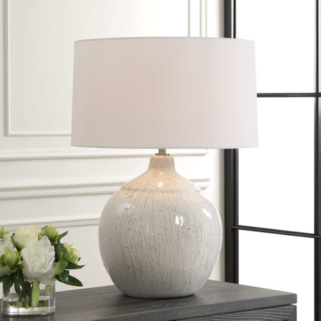 Dribble White Glaze Table Lamp by Uttermost - View 2