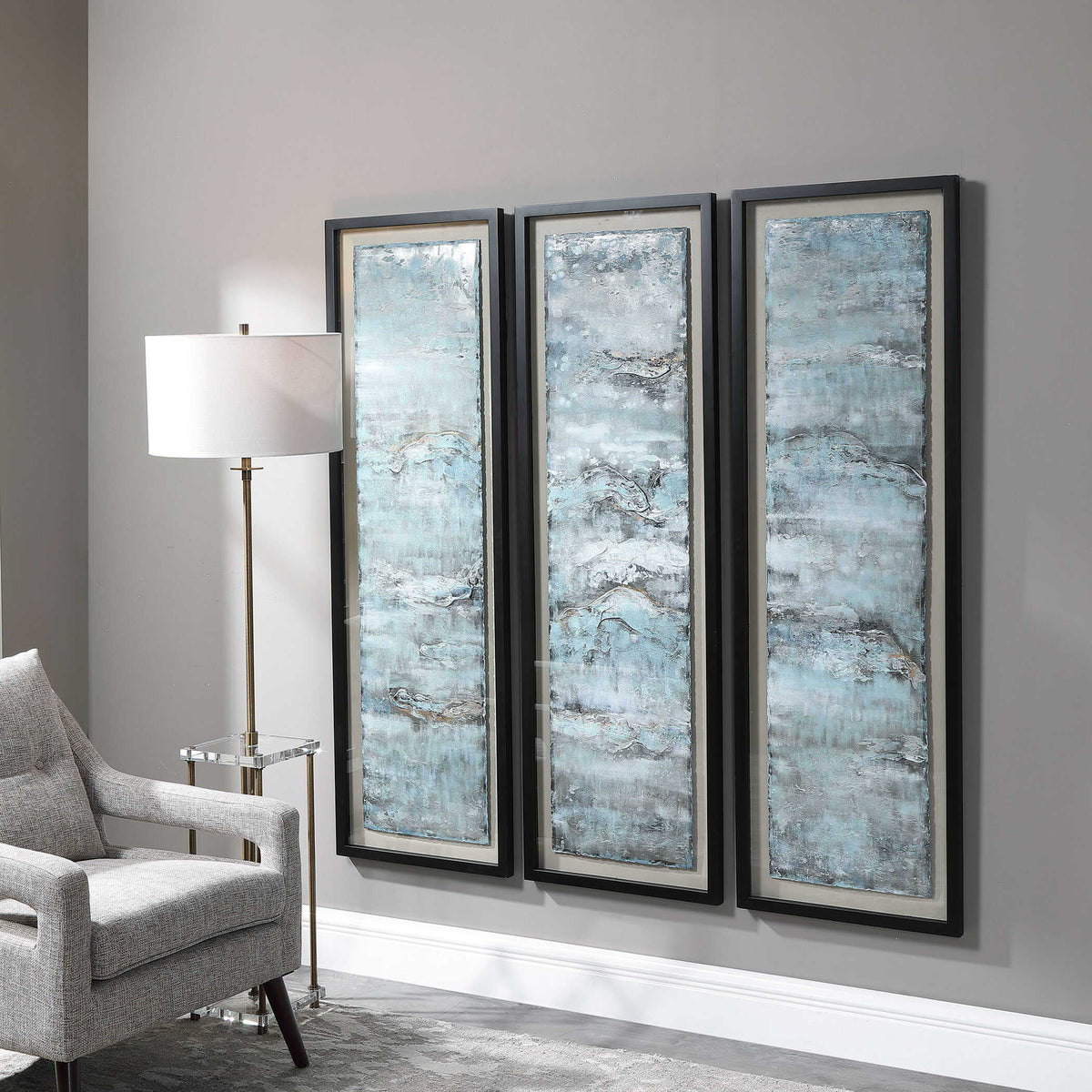 Ocean Swell Painted Metal Art (Set of 3) - Blue by Uttermost - View 3