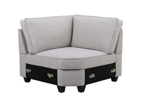 Leo 125' Light Gray Linen 7Pc Modular L-Shape Sectional Sofa and Ottoman - sold by Home Elegance USA