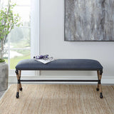 Firth Rustic Bench Navy - Blue / Light Brown by Uttermost - View 3