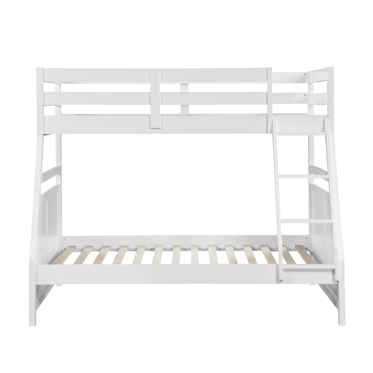 Bunk Bed Twin Over Full White Finish Sturdy Wood Frame Guard Rails Youth Bedroom Furniture 1pc - sold by Home Elegance USA