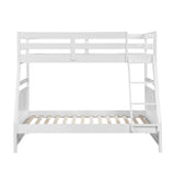 Bunk Bed Twin Over Full White Finish Sturdy Wood Frame Guard Rails Youth Bedroom Furniture 1pc - sold by Home Elegance USA