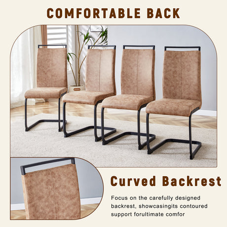 Table and chair set.64.5 x 35.4 Inch Stylish Wood Color Textured Dining Table.Perfectly Blending Simplicity And Transparency.Paried With 4 Brown technology fabric chairs with arched black legs. - sold by Home Elegance USA