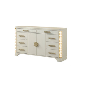 Jasmine 8-Drawer Dresser with side LED lightning made with Wood in Beige (INCLUDES DRESSER ONLY) same as 659436058361 (CA inventory)