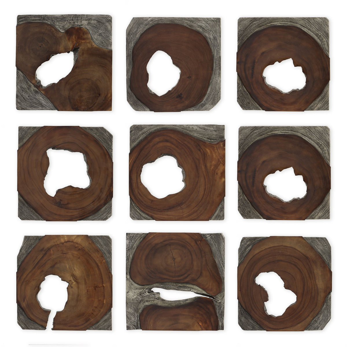 Jungle Wood Paneled Wall Art (Set of 9) - Dark Brown by Uttermost - View 1