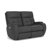 Strait Leather Power Reclining Loveseat With Power Headrests | Flexsteel
