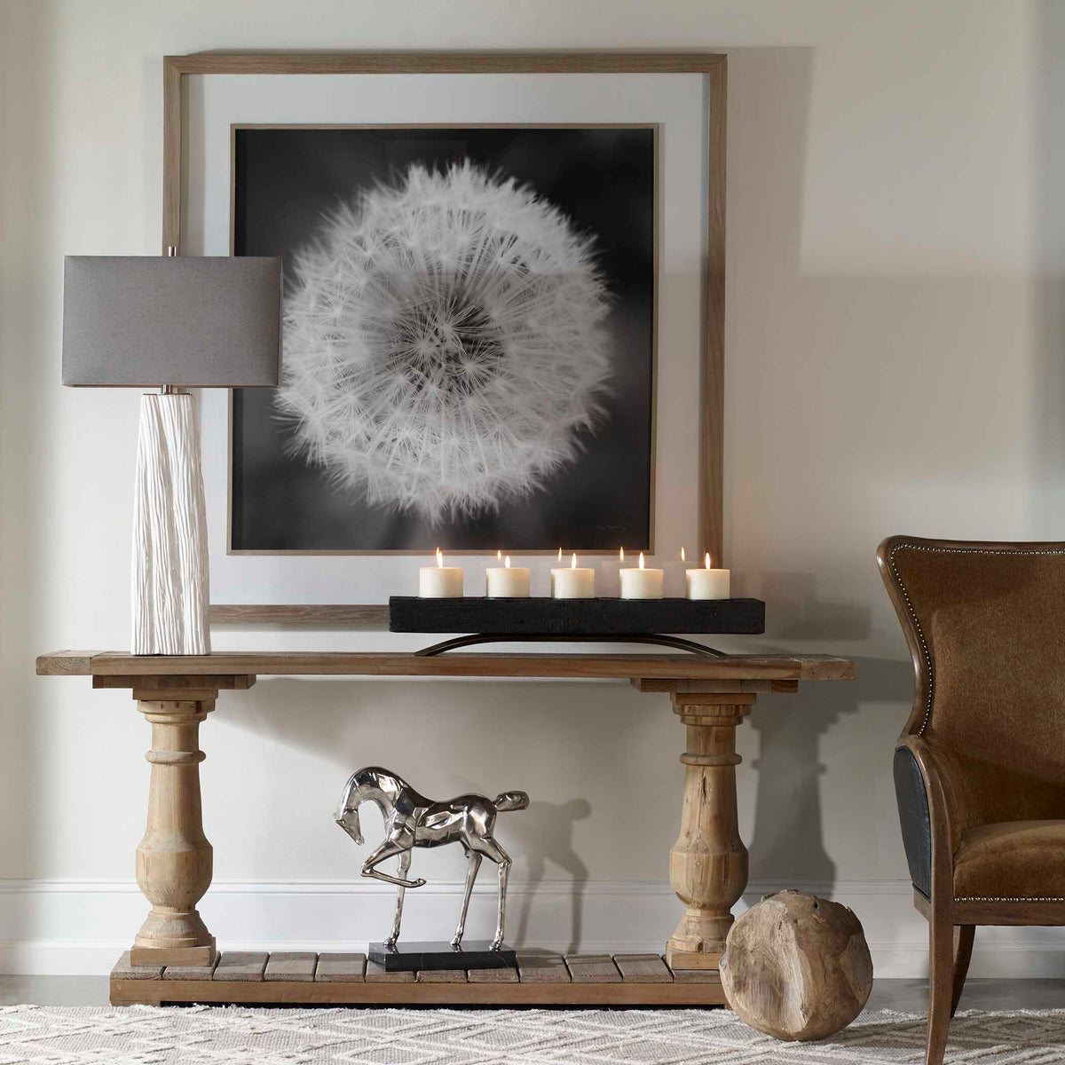 Dandelion Seedhead Framed Print - Black / White by Uttermost - View 4