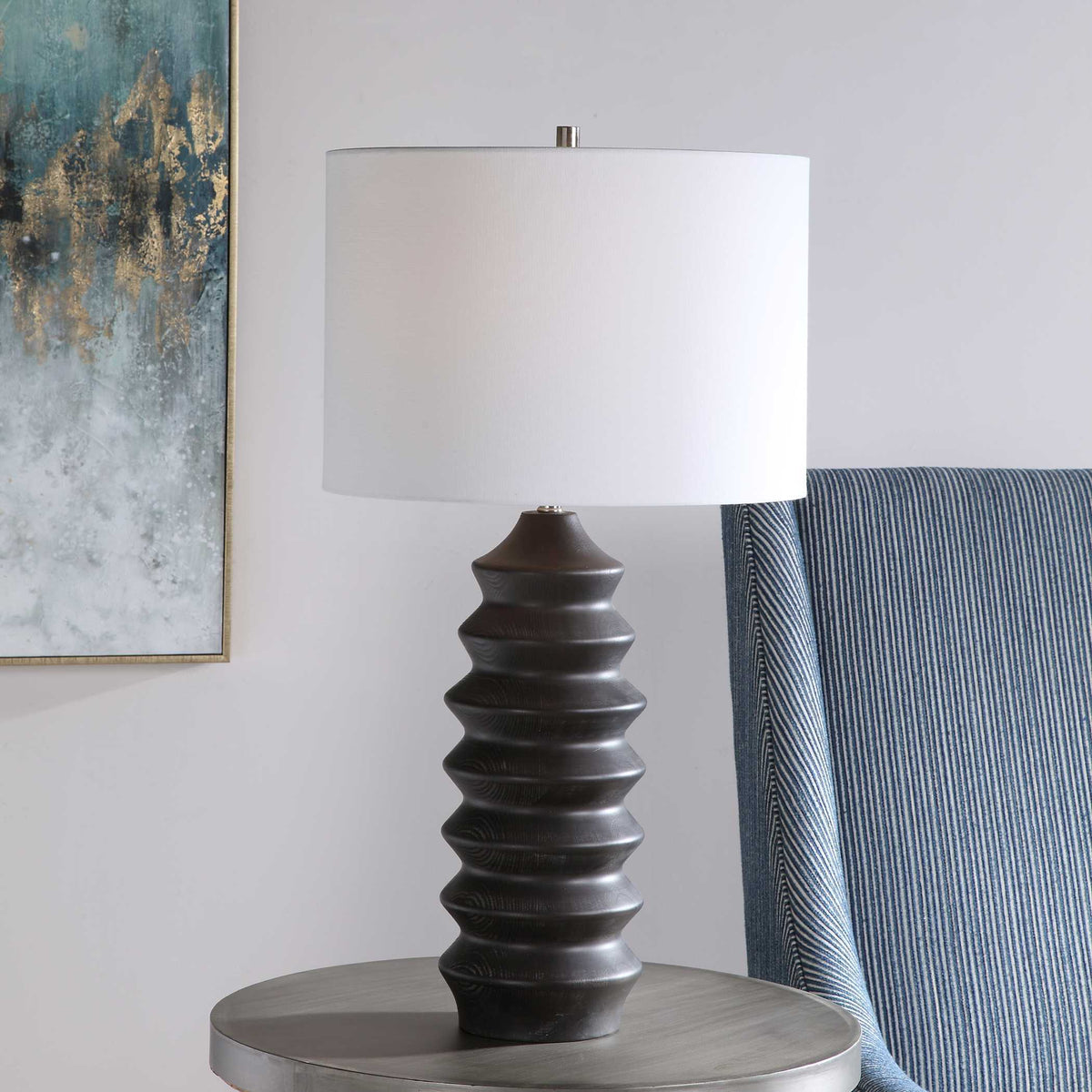 Mendocino Modern Table Lamp - Black / White by Uttermost - View 2