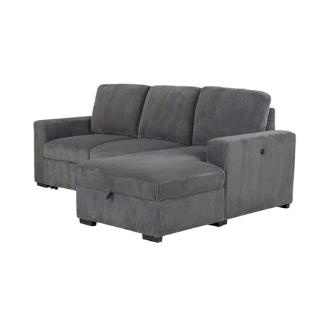 Modern Melody Grey Sectional Sofa with Plush Cushioning and 100% Polyester Fabric - sold by Home Elegance USA