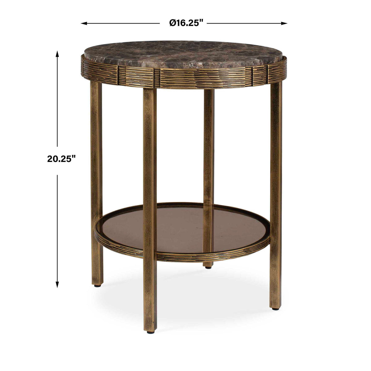 Cusano Round Dark Marble Accent Table Brass / Brown - Gold / Dark Brown by Uttermost - View 9