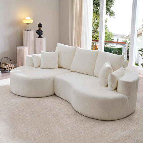 Cloud Curved Sectional Sofa with Chaise - Snow White, High-Elastic Foam, 106 in. - sold by Home Elegance USA