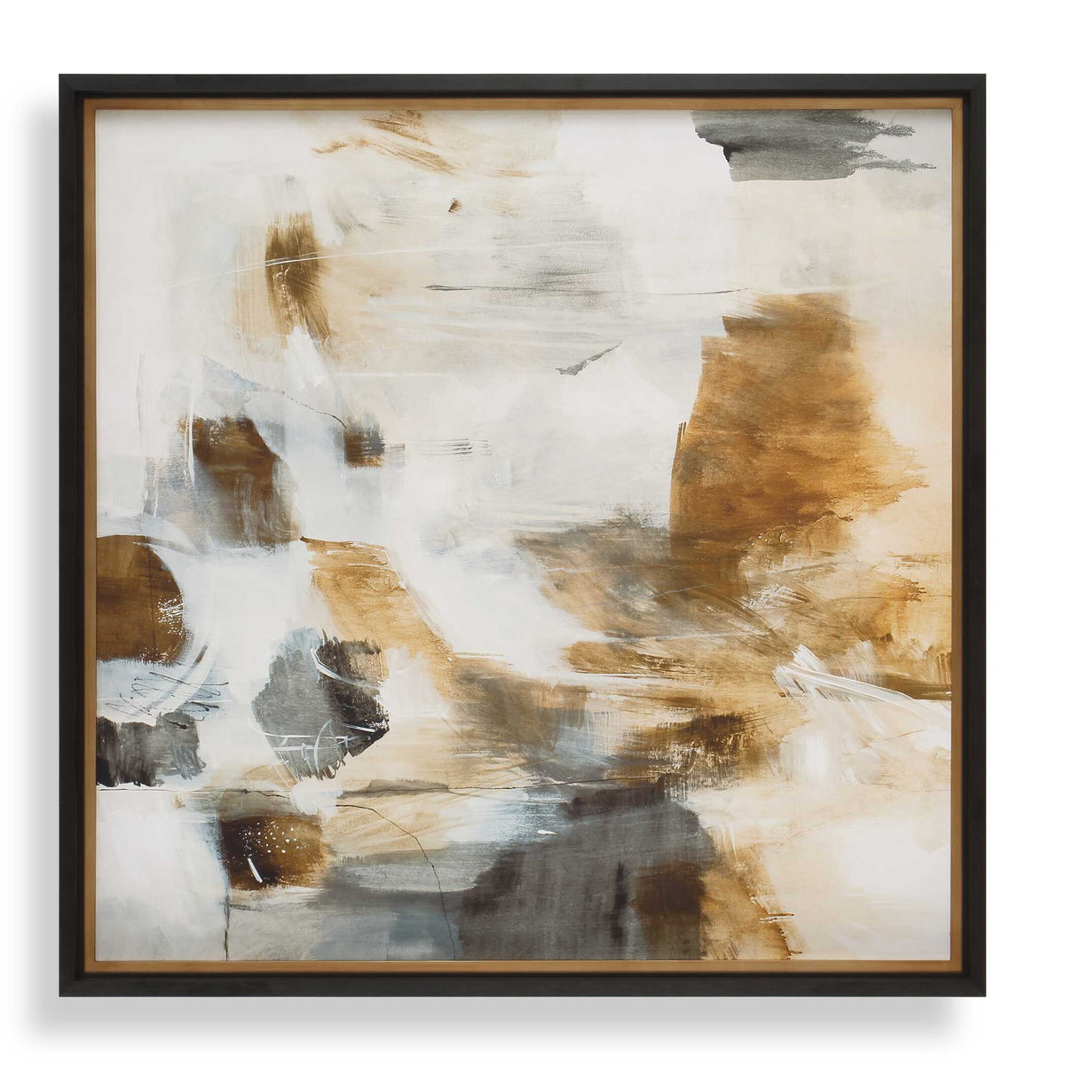 Ancient Story Framed Abstract Print Black / Blue / Brass / Gold / Gray / Orange / White / Yellow - Light Brown / Beige by Uttermost - View 1