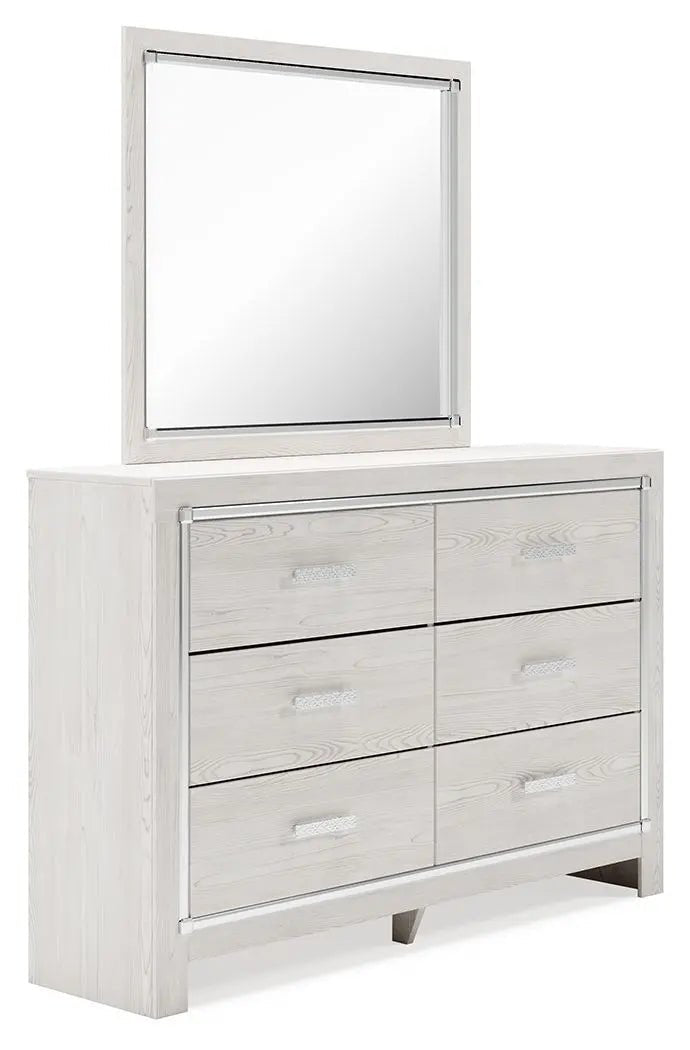 Altyra - White - King Upholstered Bookcase Bed With Storage - 6 Pc. - Dresser, Mirror, King Bed | Ashley | Home Elegance USA