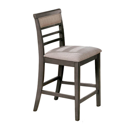 7pc Counter Height Dining Table Set 1x Table 6x Chairs Transitional Style Weathered Gray And Beige Finish Padded Cushion Slat Back Chairs - sold by Home Elegance USA