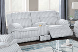 Beautiful Upholstered Light Gray Fur Like Corduroy 1pc Manual Motion Loveseat Console Drawer Living Room Reclining Couch