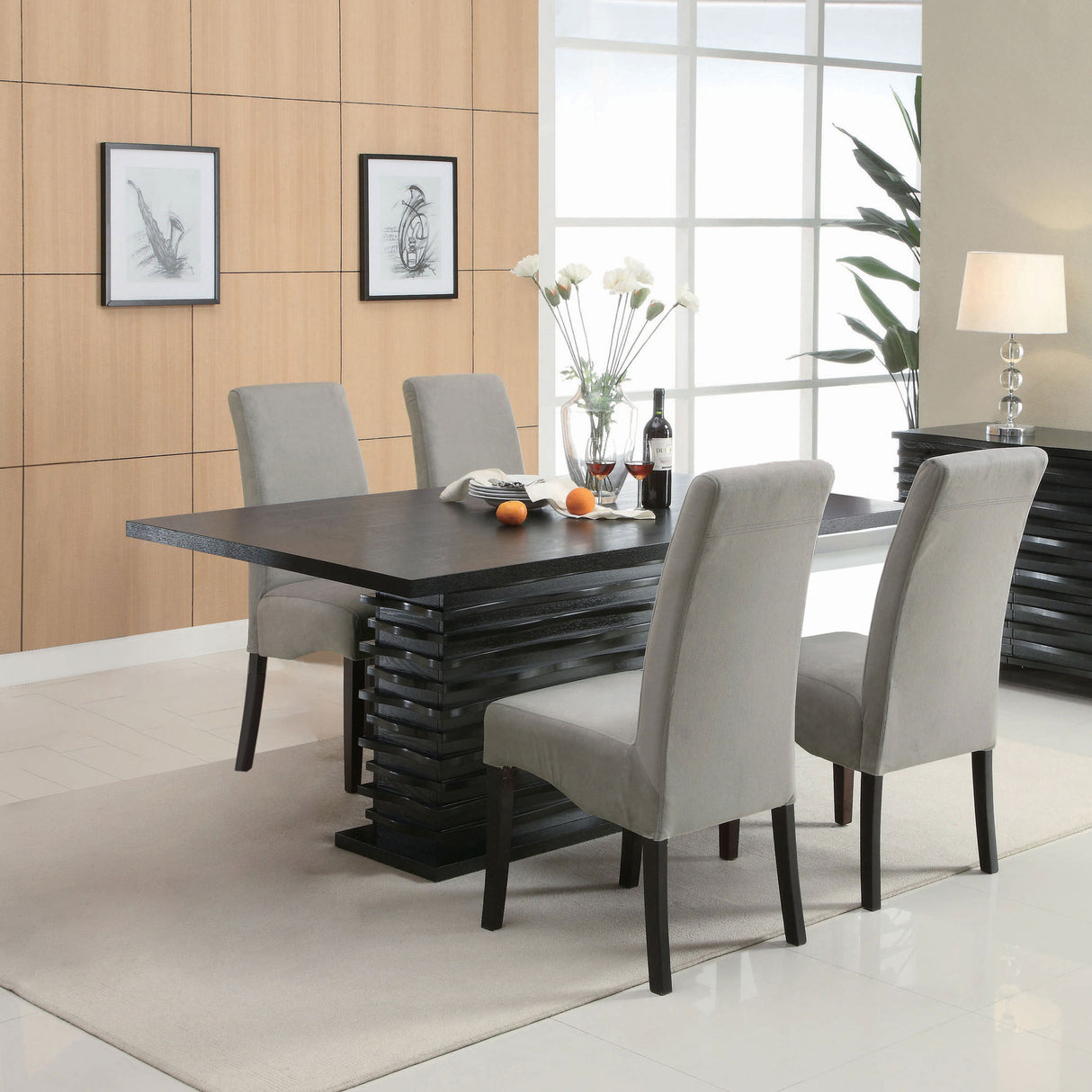 Shandra Grey and Black 5-piece Dining Set
