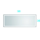 96in. W x36 in. H Framed LED Single Bathroom Vanity Mirror in Polished Crystal Bathroom Vanity LED Mirror with 3 Color Lights Mirror for Bathroom Wall - W1272109655 - image - 1