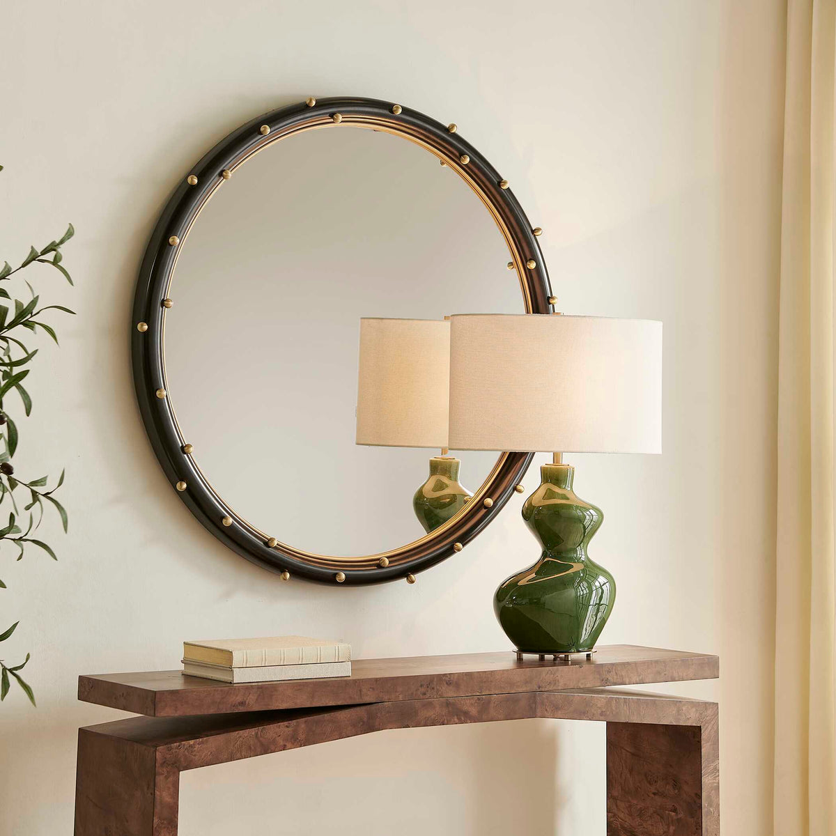 Helia Round Mirror - Black by Uttermost - View 3
