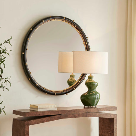Helia Round Mirror - Black by Uttermost - View 3