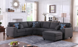 Cooper 125' Dark Gray Linen 7Pc Reversible L-Shape Sectional Sofa with Ottoman and Cupholder