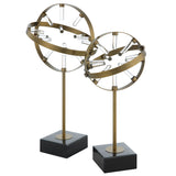 Realm Spherical Brass Sculptures (Set of 2) - Gold / Black by Uttermost - View 1