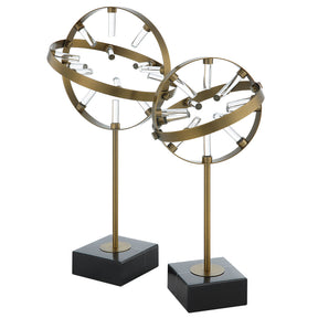 Realm Spherical Brass Sculptures (Set of 2) - Gold / Black by Uttermost - View 1