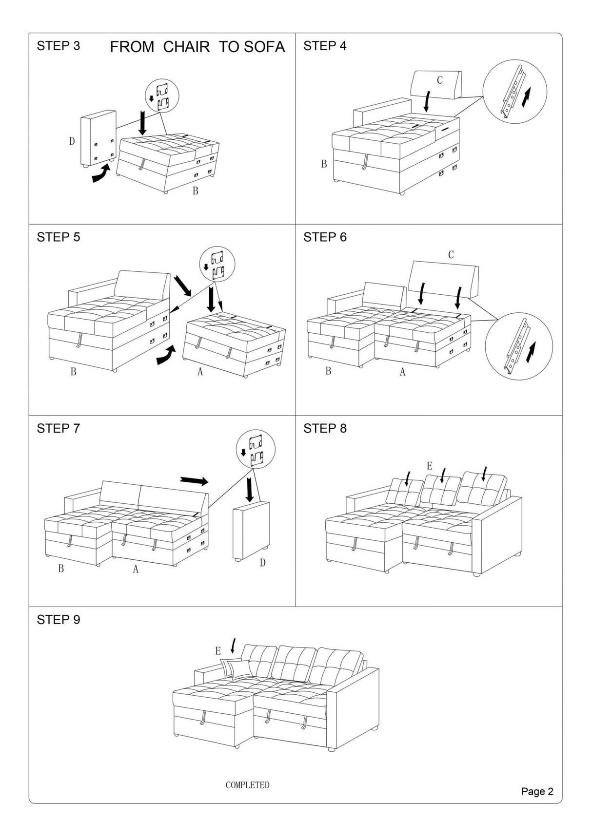 Blue Grey Convertible Sectional Pull Out Bed Sofa Chaise Reversible Storage Chaise Polyfiber Tufted Couch Lounge - HS00F6593 - ID - AHD - Home Elegance USA - 13