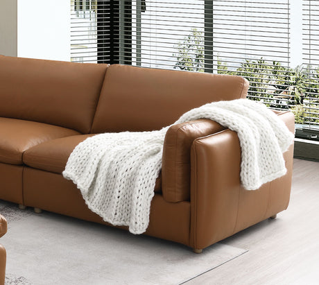 Brighton Brown Top Grain Leather 3 Pieces Modular Sectional - sold by Home Elegance USA