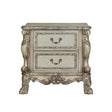 Wooden 2 Drawers Nightstand in Gold Patina and Bone Finish