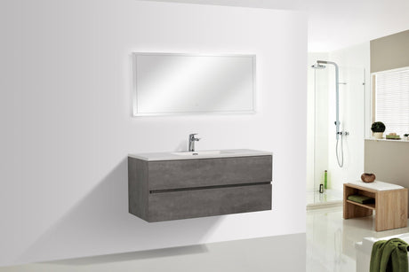 47'' Wall Mounted Single Bathroom Vanity in Ash Gray With White Solid Surface Vanity Top - W1920S00030 - image - 7