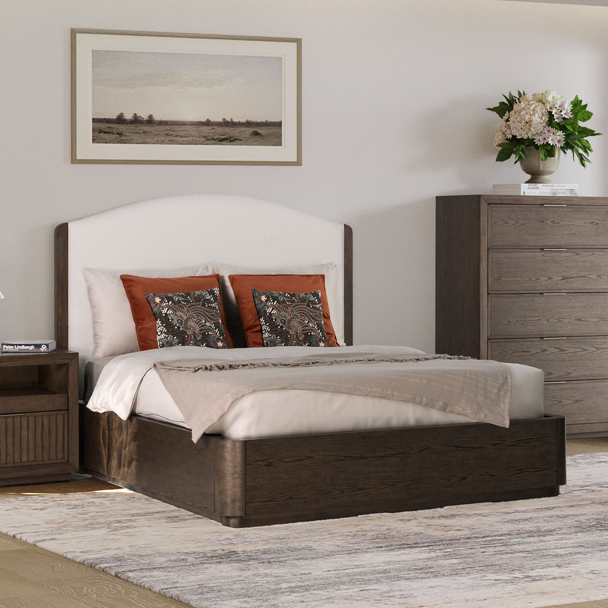Athens Queen Upholstered Bed - Brown / Beige | Flexsteel