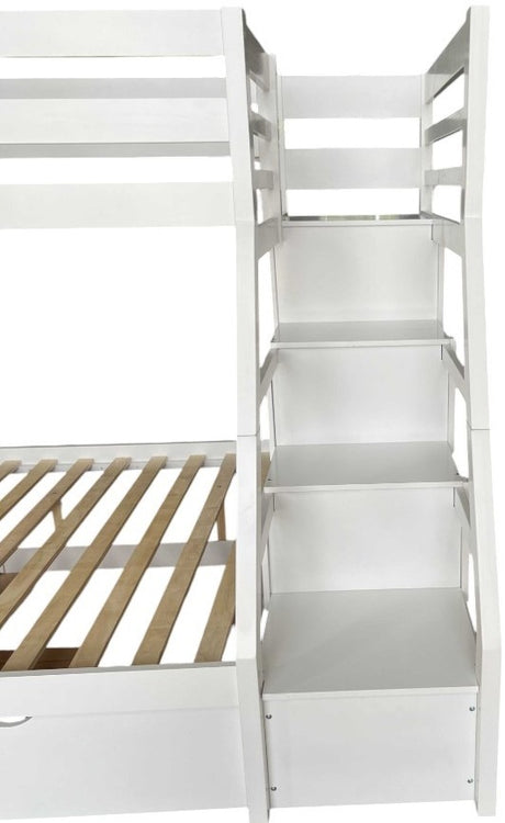 Jason White Finish Twin/Full Bunk Bed W/Trundle & Storage - sold by Home Elegance USA
