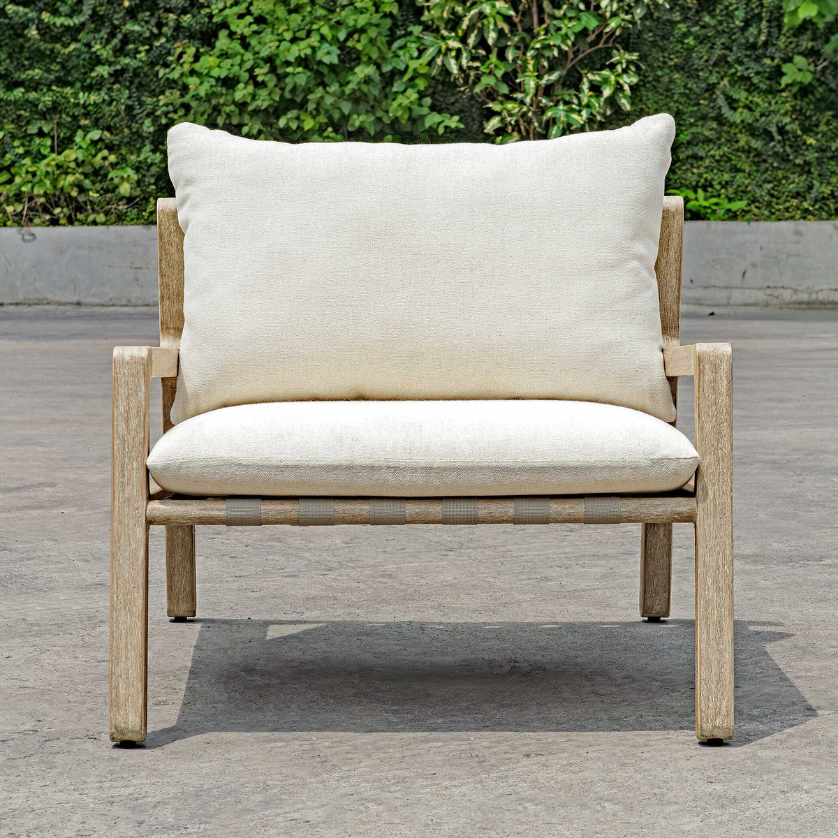 Strapped Outdoor Lounge Chair - Light Brown / Light Gray by Uttermost - View 3