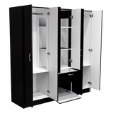 Six Doors Armoire Maya, Bedroom, Black / White - sold by Home Elegance USA