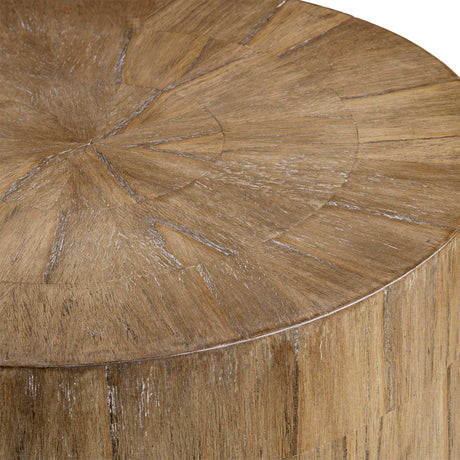 Nevis Wood Cylinder Side Table Woodtone - Light Brown by Uttermost - View 3