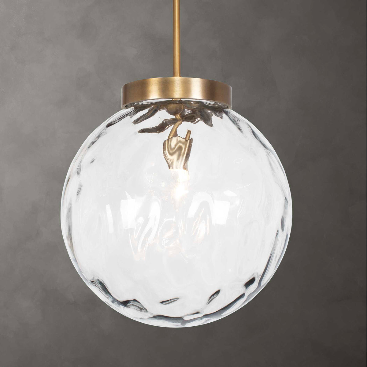 Gaia 1 Light Watered Glass Pendant Brass - Gold by Uttermost - View 2