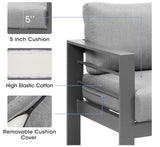 6 - Pieces Outdoor Dining Set, Grey Aluminum Frame with Dark Grey Cushions | Home Elegance USA